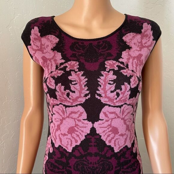 Ann Taylor Pink Floral Sweater Bodycon Dress - Picture 5 of 9